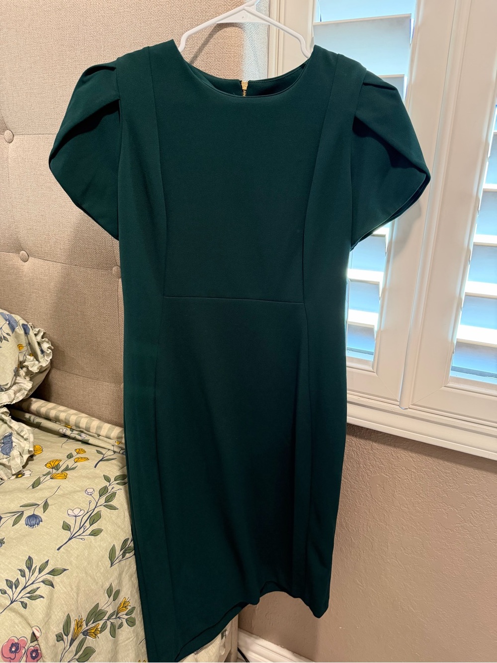 Calvin Klein Dark Emerald Green Midi Sheath Dress